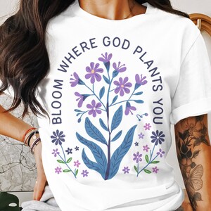 Bloom Where God Plants You Digitale download, inspirerend citaat PNG voor T-shirts, mokken, woondecoratie, instant download