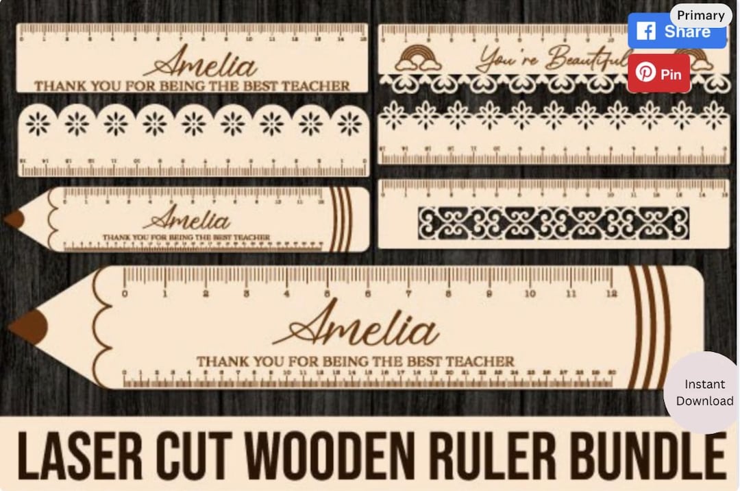 Laser Cut Wooden Ruler Bundle Teacher Wooden Ruler Laser Cut Files ...