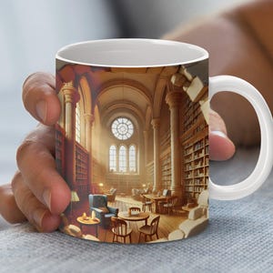Gemütliche Leseecke Bibliothek Kaffeebecher Wrap 11 Unzen 15 Unzen Buchliebhaber Geschenk literarische Flucht Einzigartige Tasse Home Office Dekor