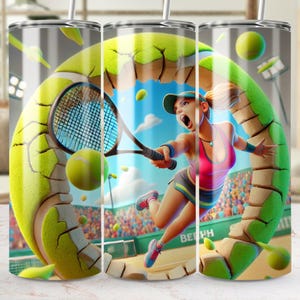 Ténis Tema 3D Tumbler Wrap PNG, Design Digital para Amantes de Esportes, Envoltório Reto e Cônico, Download Instantâneo