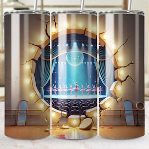 Descarga digital PNG de envoltura para vaso de escenario de ballet, envoltura para vaso recta y cónica, descarga instantánea,
