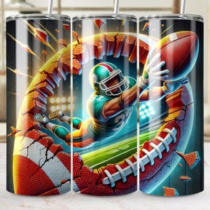 Tema de futebol 3D Tumbler Wrap Arquivo digital Jogador de futebol Tumbler PNG Sports Tumbler Wrap Download digital Sublimação