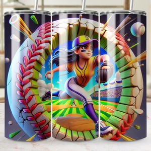 Envoltório de copo 3D com tema de beisebol PNG, design digital reto e cônico, entusiasta de esportes Envoltório de copo 3D de 20 onças