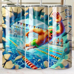 Schwimmmeister Tumbler Wrap, digitaler Download, konisch und gerade PNG, Sport Thema Sublimation, Schwimmer Kunst Design