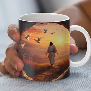 3D geknackt Loch Jesus, der Kreuz eingewickelten Becher png 3d christliches Kreuz im Himmel Becher-Verpackung 3d Becherverpackung 3D-Becher Kaffeebecherverpackung religiös