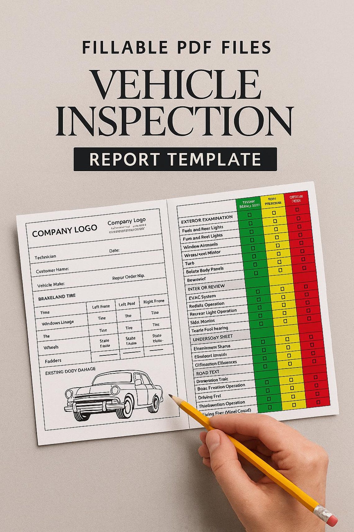Vehicle Inspection Report Template: Auto Mechanic Checklist (fillable ...