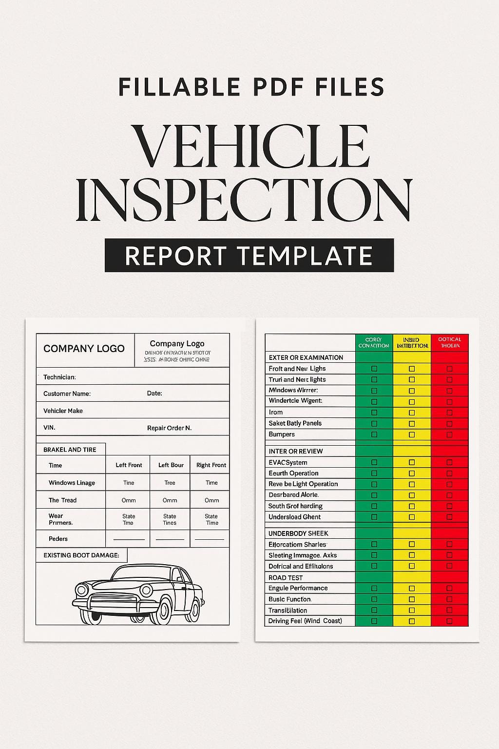 Vehicle Inspection Report Template: Auto Mechanic Checklist (fillable ...