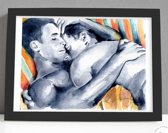 love is love gay art | drawings of men | queer artist | brenden sanborn | nude male prints | Gift for Gay Couple | lgbt christmas gifts
