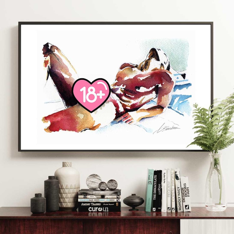Gay Artwork, LGBTQ Art Print, Queer Wall Art, Sensual Male Figure Giclée, Bedroom Decor, Unique Home Accent, Contemporary Pride Poster image 1