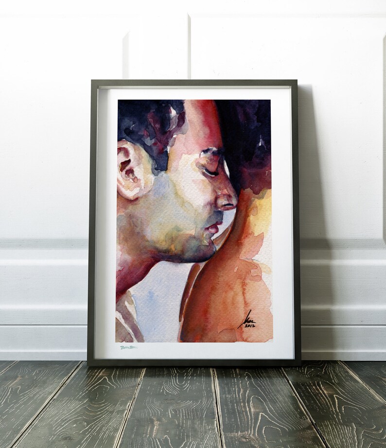 Gay Men Art Watercolor Painting Love Homoeroticism in Art Etsy