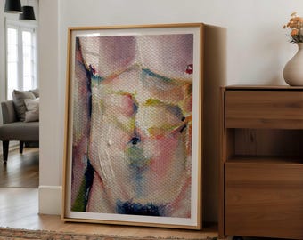 Textured Male Torso Giclée Art Print: Modern LGBTQ Wall Decor