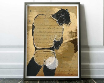 the male figure briefs | homoerotic men | bearded man | gay artwork | erotica painting | erotic fine art | cute couple gifts for him