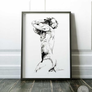 gifts for men sensual painting homoerotic gay art print male figure body prints watercolor gift sensuous paintings image 1