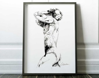 gifts for men sensual painting | homoerotic gay art print | male figure | body prints | watercolor gift | sensuous paintings