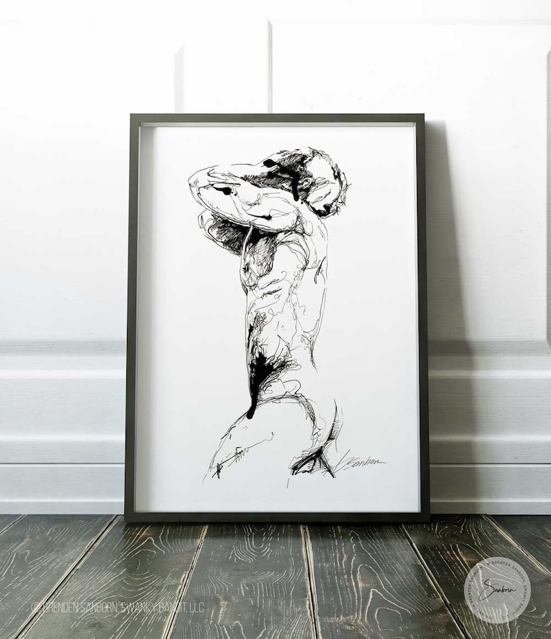 gifts for men sensual painting homoerotic gay art print male figure body prints watercolor gift sensuous paintings image 1