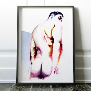 Gay Art Print, LGBT Wall Art, Male Sketch, Queer Figure Study, Watercolor Body Artwork, Unique Pride Gift, Ink Drawing Home Decor
