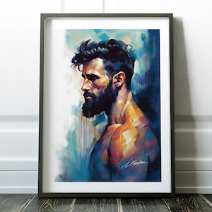 Gay Artwork, LGBTQ Art Print, Queer Wall Art, Abstract Male Figure Poster, Modern Home Decor, Unique Gift for Him, Bathroom Wall Prints