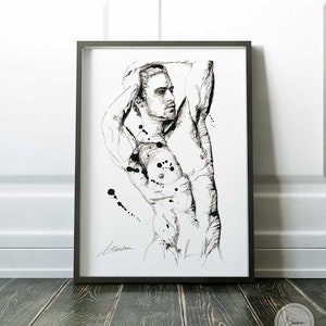 Homoerotic Gay Art Print Sensual Paintings Watercolor Painting Modern
