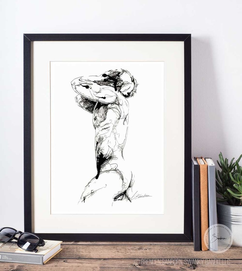 gifts for men sensual painting homoerotic gay art print male figure body prints watercolor gift sensuous paintings image 8