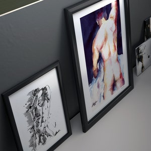 Mannelijke erotische kunst Vreemde kunstposter Homo harige kunst Klassieke homokunst Erotisch naakt mannelijk aquarel Homo slaapkamer kunst Vreemd huisdecor afbeelding 5