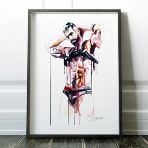 Gay Artwork, LGBTQ Art Print, Gift for Him, Vibrant Watercolor Dopamine Decor, Masculine Bedroom Wall Hanging, Modern Home Accent
