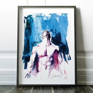 Gay Artwork, LGBTQ Art Print, Pride Art Print, Masculine Watercolor Wall Decor, Vibrant Bedroom Poster, Unique Gift for Him