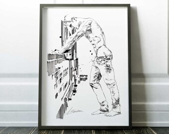 pen drawings Nude Art | ink drawing black and white | homoerotic gay art print | Gay Wedding Gift | Same Sex Marriage | naked male figure