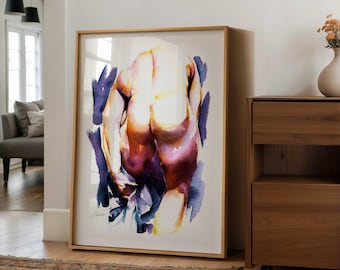 Gay Art Print, Booty Wall, Nude Sketch, Queer Male Figure Drawing, LGBT Ink Study, Pride Home Decor, Gift for Him