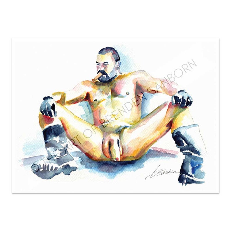 penis art Male Gay Art queer artist couple gifts for boyfriend watercolor fine arts mature cool prints gay artwork image 2