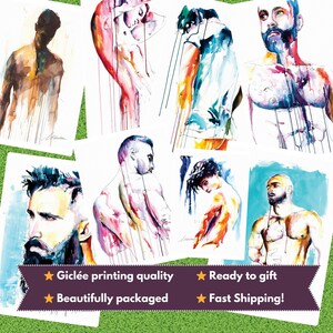 Full Frontal Male Nude Male Art Above Bed Art Abstract Giclée Print