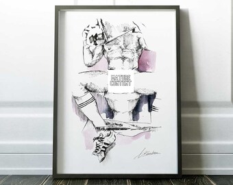 nude male paintings naked men | erotic print | gay artwork | unique gifts for couples | watercolor | queer artist | penis art | mature