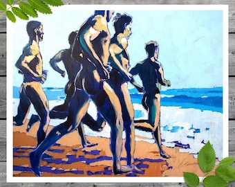 Queer Art Print Male Butts on the Beach | erotic nudity art | christmas gift ideas for a male friend | gay artwork | couple goals gifts