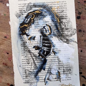 Unique LGBTQ Gay Artwork Hand-Signed Male Figure Print on Vintage Novel Page, Recycled Book Page Print, Gay Art, Male Body Art
