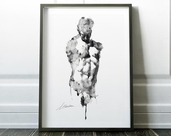 Classical Male Nude Figure Art Print - Gay Artwork, Queer Aesthetic Fine Art, Vintage Homoerotic Male Form, Elegant Nude Wall Decor