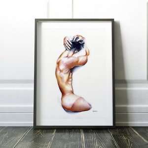 Human Body Art lgbt art | gay artwork | naked male figure | contemporary watercolor paintings | cool gifts for couples | queer painting