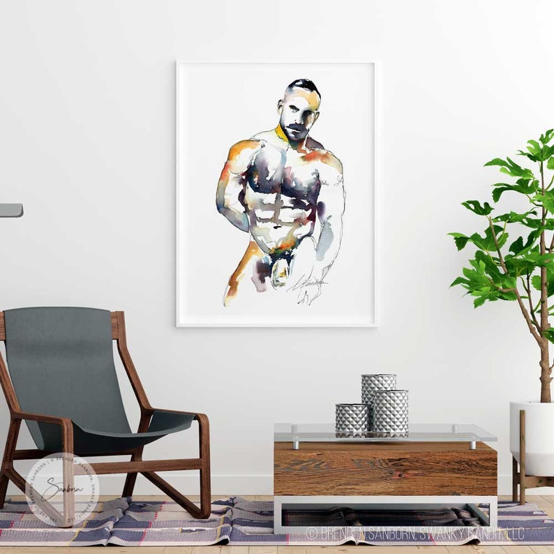 Gay Artwork Queer Watercolor Nude Male Art Male Nude - Etsy