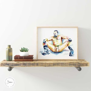 penis art Male Gay Art queer artist couple gifts for boyfriend watercolor fine arts mature cool prints gay artwork image 9