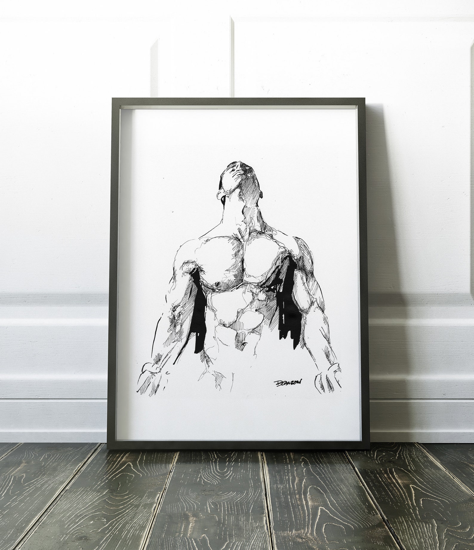 Homoerotic Gay Art Print Black and White Homoerotica | Etsy