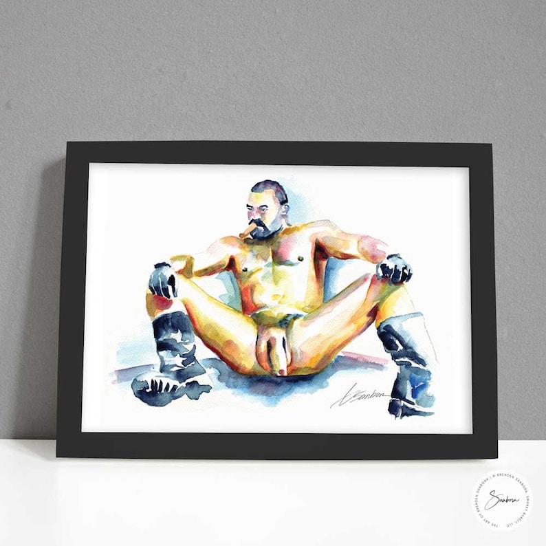 penis art Male Gay Art queer artist couple gifts for boyfriend watercolor fine arts mature cool prints gay artwork image 10