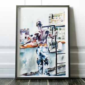 Gay Art Print, Booty Wall Print, LGBTQ Decor, Watercolor Figure Artwork, Expressive Male Backside, Queer Home Gift, Ink Drawing