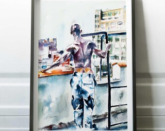 Gay Art Print, Booty Wall Print, LGBTQ Decor, Watercolor Figure Artwork, Expressive Male Backside, Queer Home Gift, Ink Drawing
