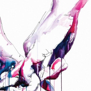 Gay Love Art Print Brenden Sanborn Signature Drip Watercolor Strong Hands Connection LGBTQA Wall Decor Pinkie Promise Romance image 5