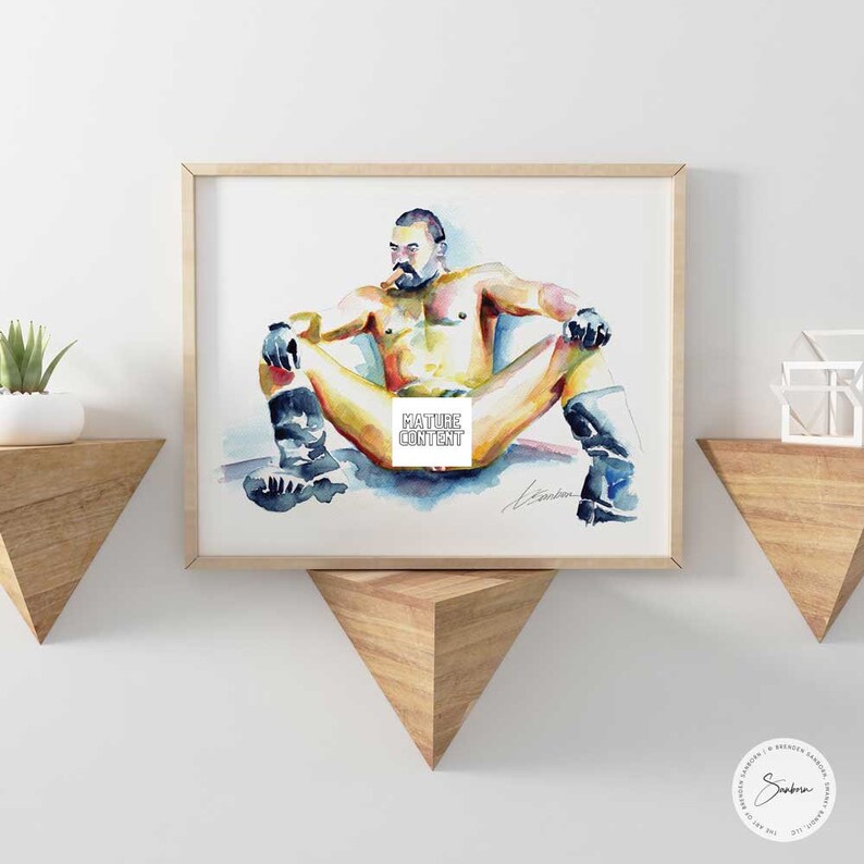 penis art Male Gay Art queer artist couple gifts for boyfriend watercolor fine arts mature cool prints gay artwork image 1