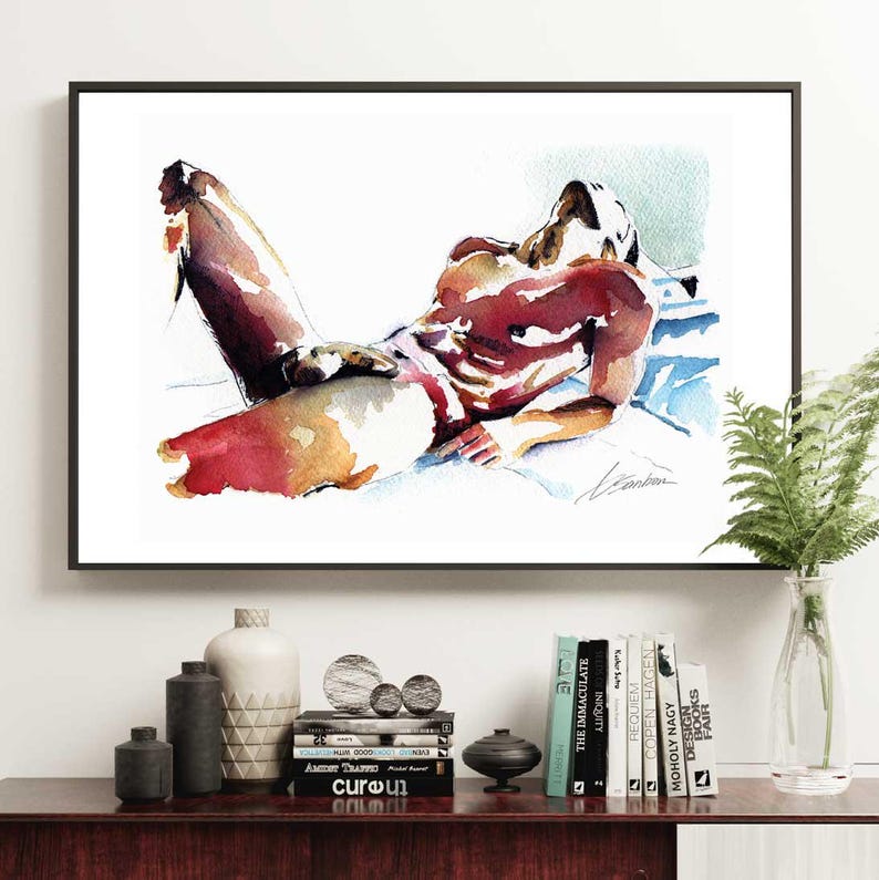 Gay Artwork, LGBTQ Art Print, Queer Wall Art, Sensual Male Figure Giclée, Bedroom Decor, Unique Home Accent, Contemporary Pride Poster image 7