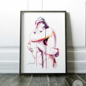 Drip Painting Gay Couple Art Print  | Same Sex Couple Gift | Same Sex Marriage | Same Sex Engagement | Engagement Party Gift | Gay Art Print