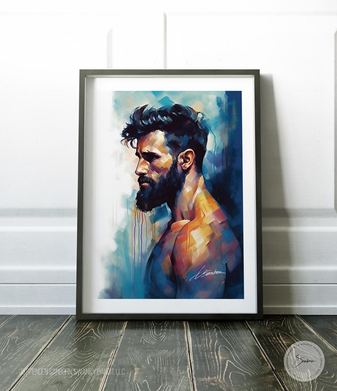 Bearded Male Art Print Gay Male Home Decor LGBTQ Gift Ideas Male ...