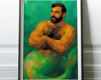 Mermaid Merman Giclée Art Print: LGBTQ Fantasy Home Decor