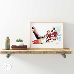 Relaxing Male Watercolor Art Print Male Figure Art Human Body Art Unframed Art Print Impressionist Art Print Gay Art Print image 9