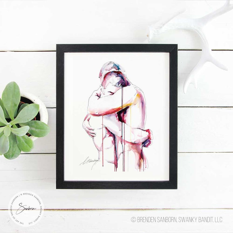 Drip Painting Gay Couple Art Print Same Sex Couple Gift Same Sex Marriage Same Sex Engagement Engagement Party Gift Gay Art Print image 10