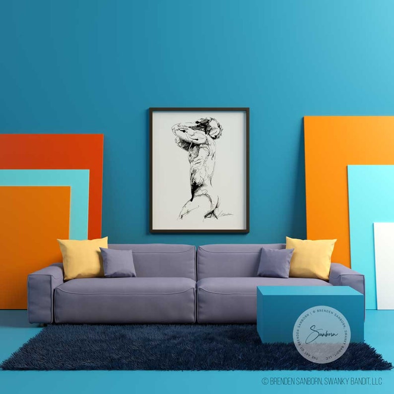 gifts for men sensual painting homoerotic gay art print male figure body prints watercolor gift sensuous paintings image 7